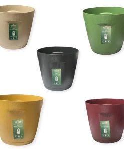 Vaso conico striato con sottovaso d.20