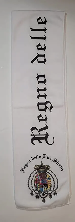 SCIARPA INVERNALE REGNO DELLE DUE SICILIE IN PILE 20X150 CM CON SCRITTA COLORE BIANCO