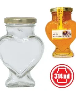 Vaso 430g, modello cuore, compreso capsula color oro, conf. 15 pezzi