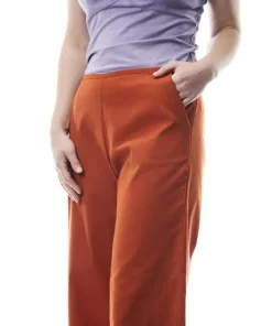 Pantalone Giunco, cotone/lino arancio M