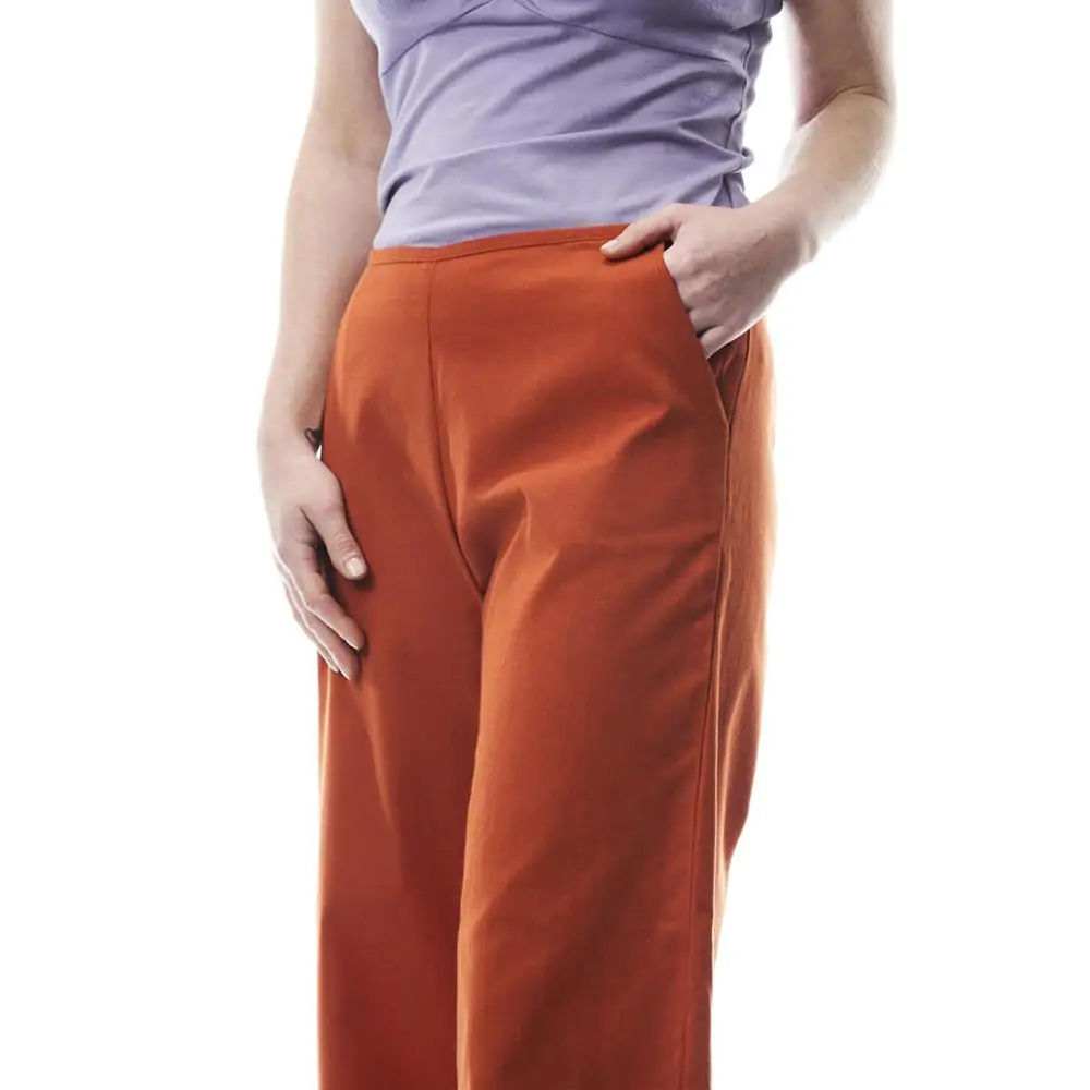 Pantalone Giunco, cotone/lino arancio M - immagine 2