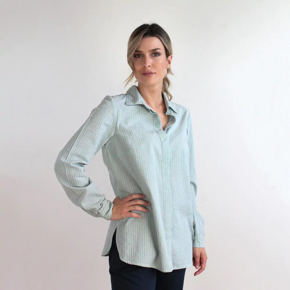 Camicia Alba cotone seersucker righe M