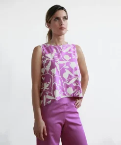 Top Arenaria cotone stampa Bloom S