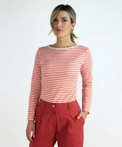 Tees Bateau righe aragosta rosa sabbia L
