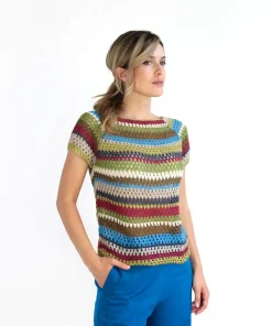 Maglia Crochet multicolore S