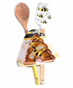 Set spatola silicone, cucchiaio legno, 2 tagliabiscotti inox