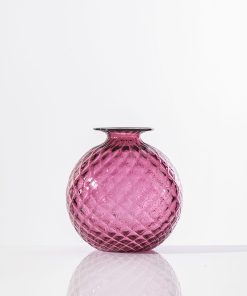 Venini Vaso Monofiore Balloton Magenta Filo Rosso H24,5 cm