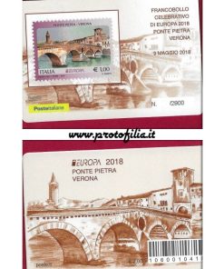 TESSERA FILATELICA ITALIA 2018 nuova “EUROPA 2018 – PONTE DI PIETRA ” €4,00