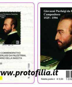 TESSERA FILATELICA ITALIA 2025 nuova ” GIOVANNI PIERLUIGI da PALESTRINA ” € 6,00