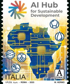 FRANCOBOLLO ITALIA 2025 MNH ” CENTRO PER L’INTELLIGENZA ARTIFICIALE IN AFRICA -AI HUB” €5,50
